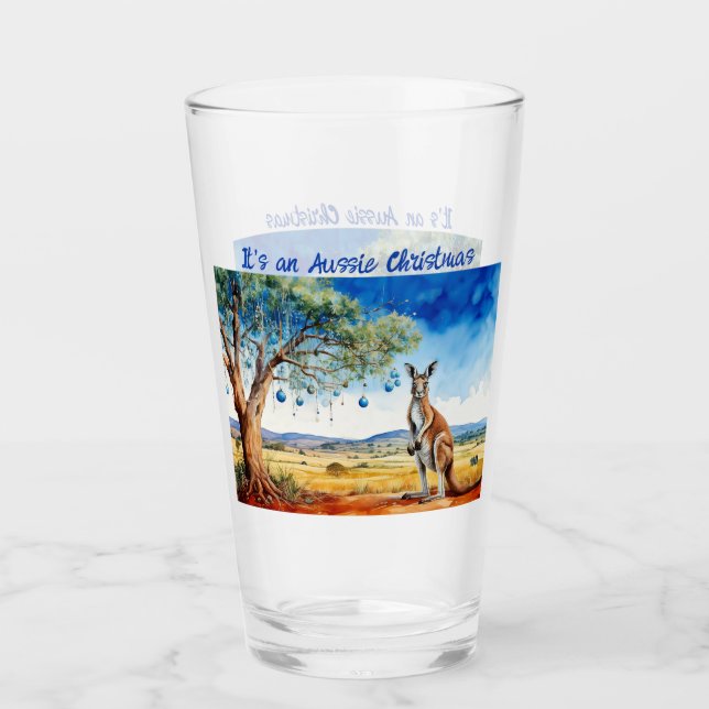 Copo De Pint Kangaroo debaixo de uma árvore de natal (Frente)