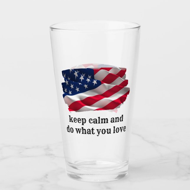 Copo De Pint keep calm quote and vibrant american flag (Frente)