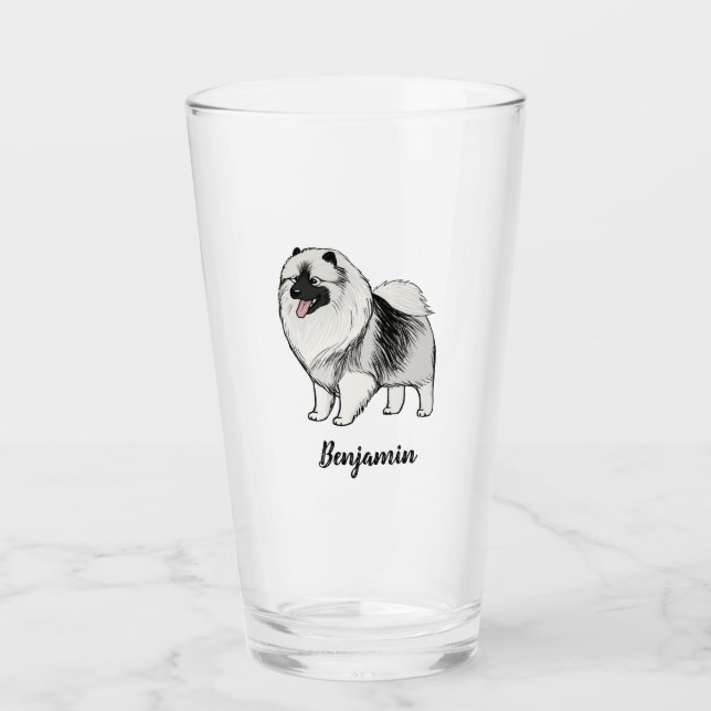 Copo De Pint Keeshond Cartoon Dog Personalizado Keesie Lover (Frente)