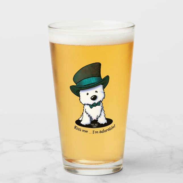 Copo De Pint KiniArt Westie Terrier St. Paddy's (Frente (Preenchido))
