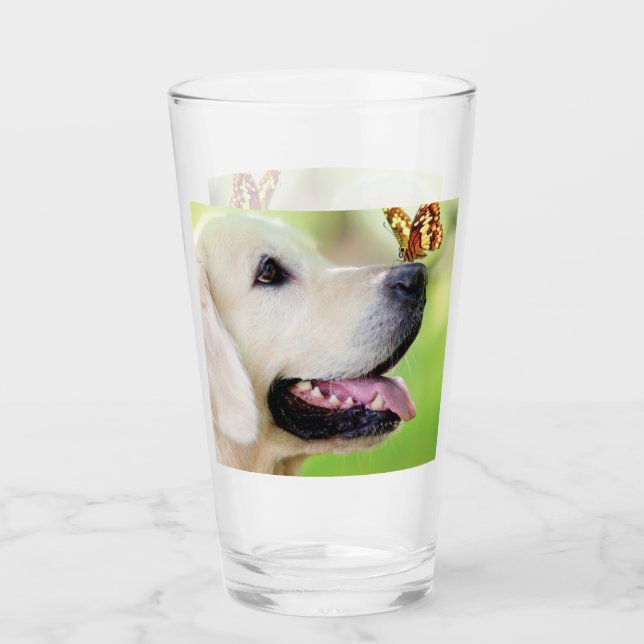 Copo De Pint Labrador And Butterfly Throw Pillow (Frente)