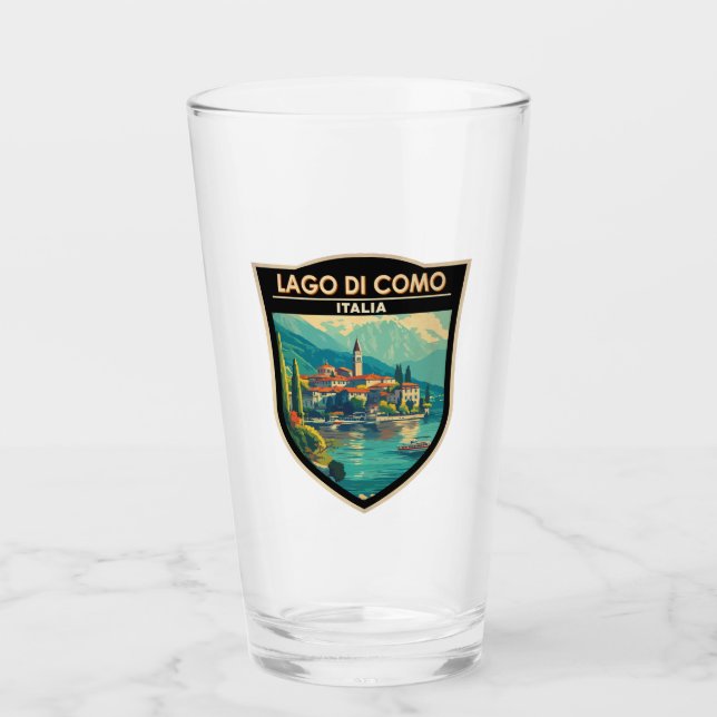 Copo De Pint Lago de Como Italia Viagem Art Crachá (Frente)