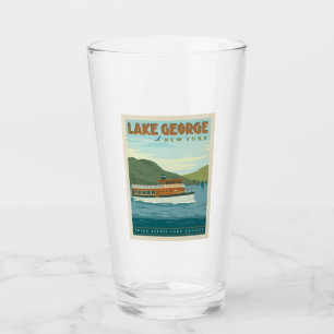 Copo De Pint Lago George, Nova York Vintage Boat