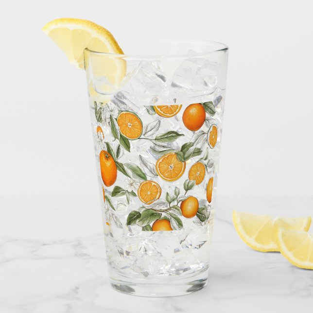 Copo De Pint Laranjas e folhas motif (Gelo frontal)