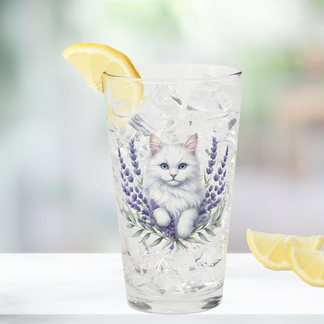 Copo De Pint Lavanda Elegante e Aniversário de Gato (Criador carregado)