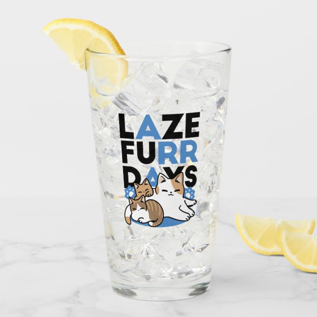 Copo De Pint Lazer - Design de Gatos Preguiçosos (Gelo frontal)