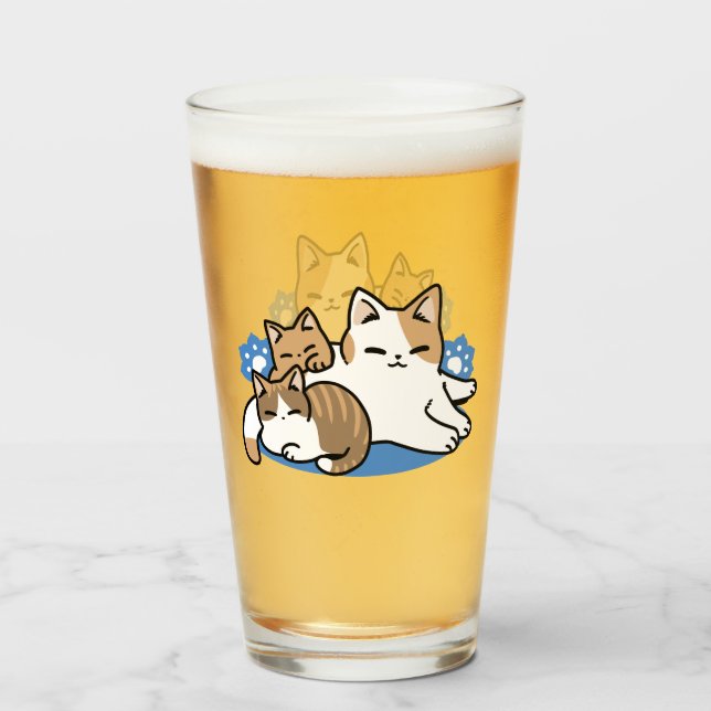 Copo De Pint Lazer - Design de Gatos Preguiçosos (Frente (Preenchido))
