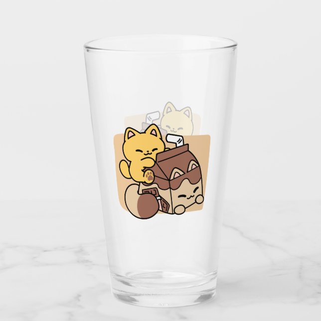 Copo De Pint Leite de Chocolate Bebendo Felicidade – Comida de  (Frente)