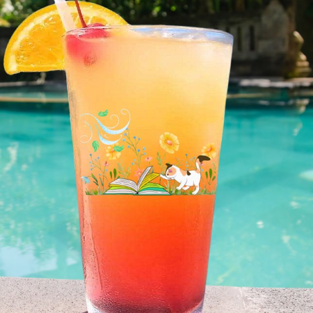 Copo De Pint Leitura de Gatinho Bonito no Jardim (Criador carregado)