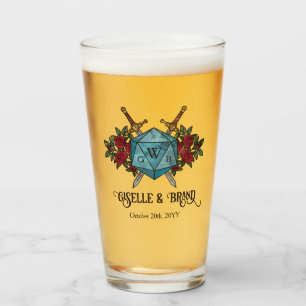 Copo De Pint Lembrança de Casamento D20 Monograma RPG