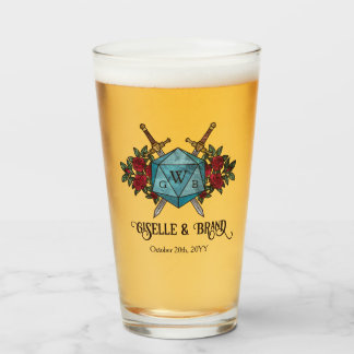 Copo De Pint Lembrança de Casamento D20 Monograma RPG