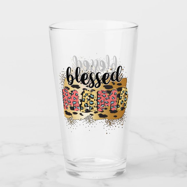 Copo De Pint Leopardo Imprima Abençoada Mãe (Frente)