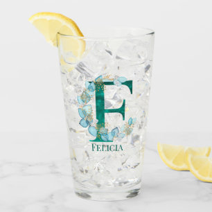 Copo De Pint Letra aquarela e monograma Dourado, letra F