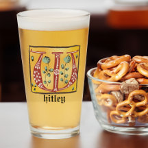 Letra Floral Iluminada Medieval W Monograma