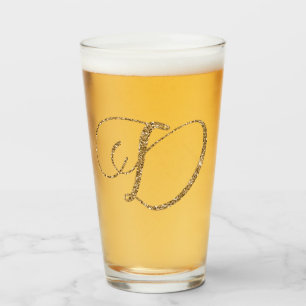Copo De Pint Letra Glitter Dourada D