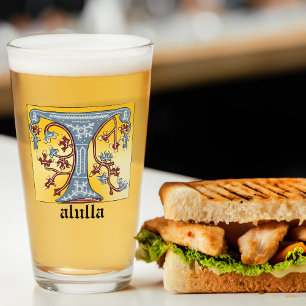 Copo De Pint Letra Iluminada Azul e Vermelha Medieval T