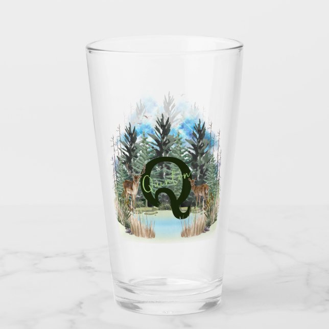 Copo De Pint Letra Q do Monograma Personalizado do Veer (Frente)