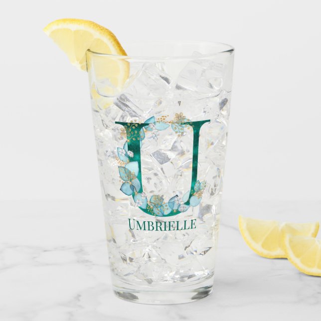 Copo De Pint Letra U de branco e monograma Dourado (Gelo frontal)