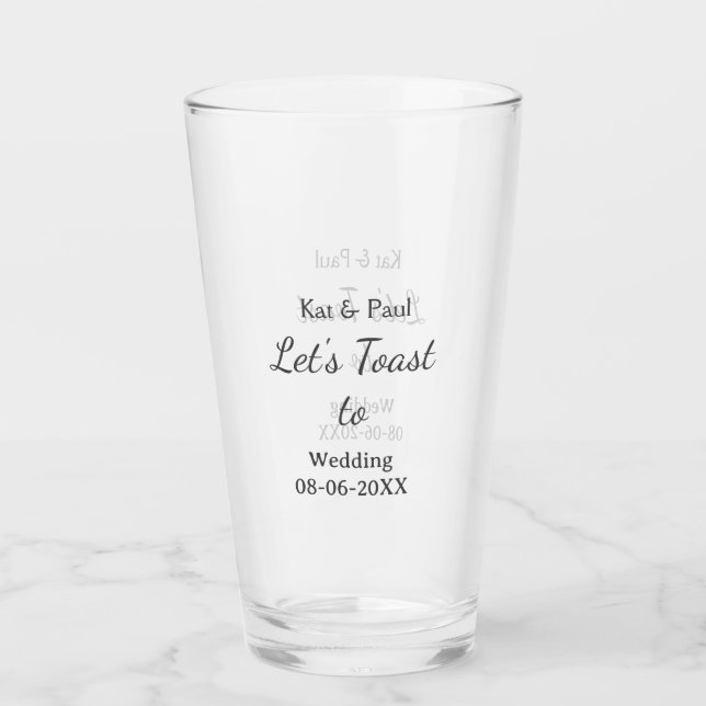 Copo De Pint Let's toast to wedding add name date simple couple (Frente)