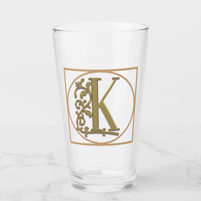 Copo De Pint LETTER K MONOGRAM Belo Casamento Novo Presente Dom (Frente)