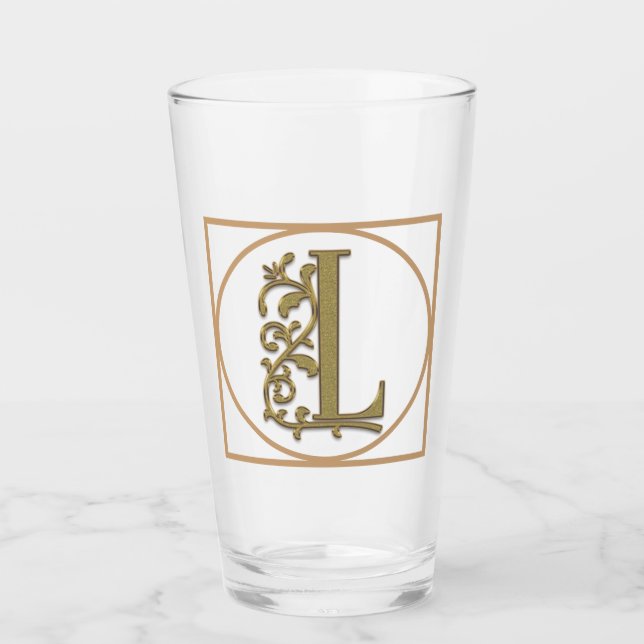 Copo De Pint LETTER L MONOGRAM Belo Casamento Novo Presente Dom (Frente)