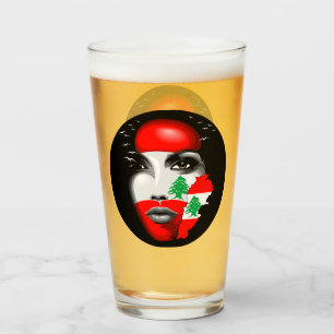 Copo De Pint Líbano Flag e Map no rosto da menina