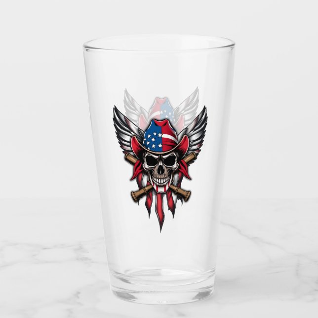 Copo De Pint Liberdade selvagem, crânio americano com morcegos  (Frente)