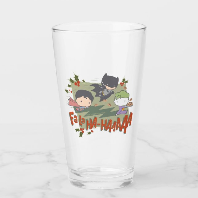 Copo De Pint Liga da Justiça Chibi Holiday Cookie Chase (Frente)