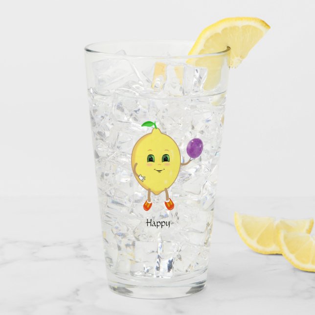 Copo De Pint Limoeiro de desenho animado fofo e feliz (Gelo traseiro)