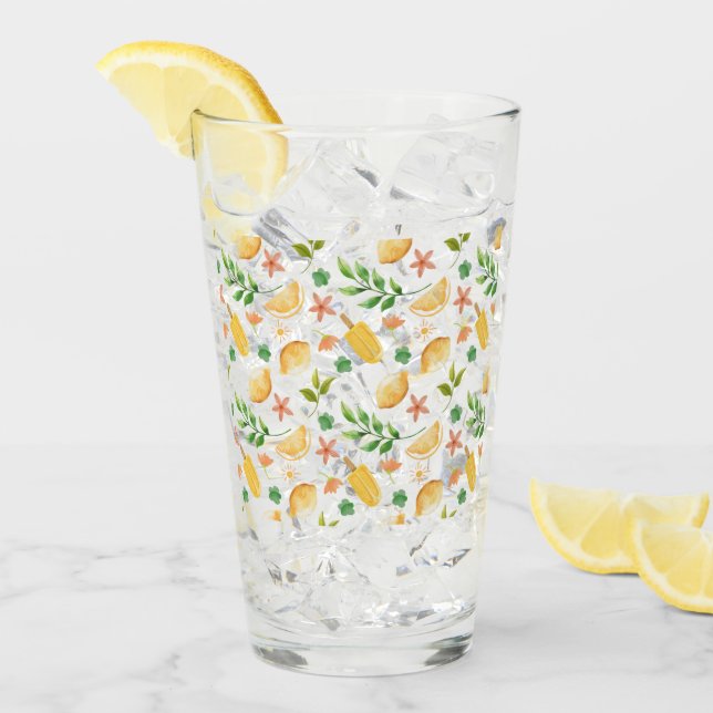 Copo De Pint Limões e picolinhas de aquarelas (Gelo frontal)