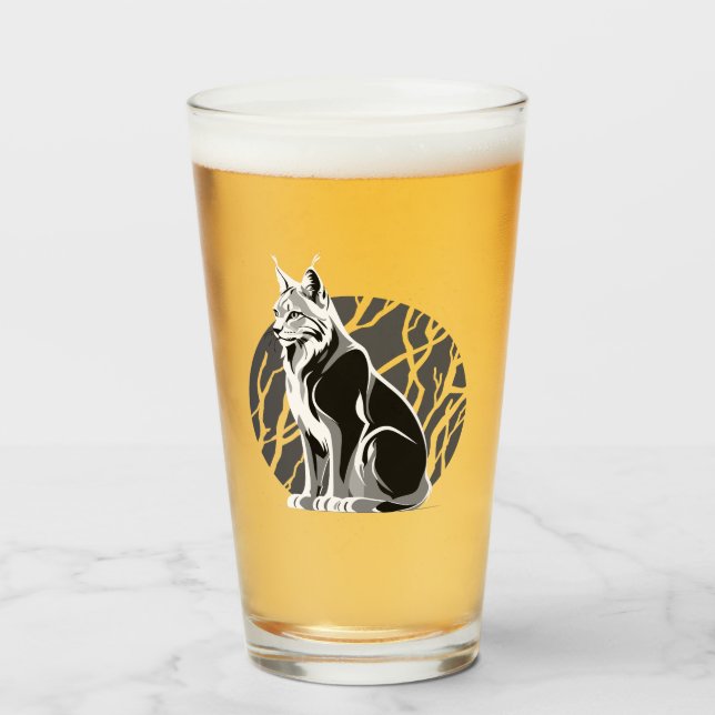 Copo De Pint Lince Preto e Branco (Frente (Preenchido))