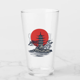 Copo De Pint Linda paisagem japonesa com o nascer do sol