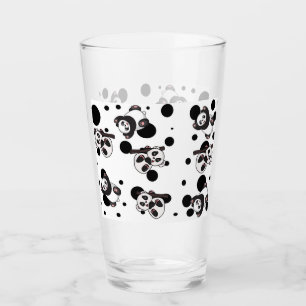 Copo De Pint Lindo Panda preto e branco e Fundo de Bolinhas