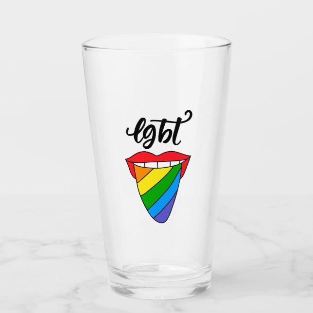 Copo De Pint Língua arco-íris LGBT (Frente)