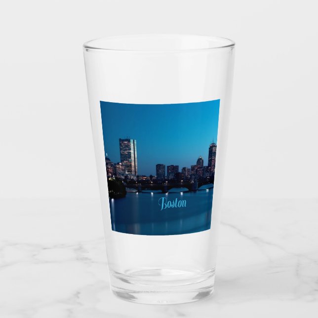 Copo De Pint Linha Skyline da cidade de Boston Massachusetts (Frente)