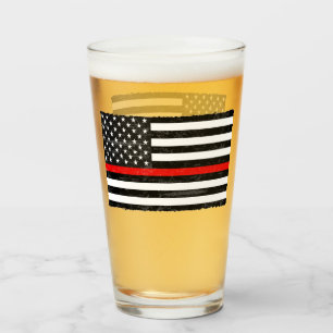 Copo De Pint Linha vermelha fina bandeira americana suja