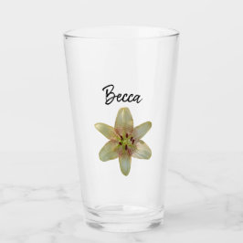 Copo De Pint Lírio Amarelo Malhado Flor Vidro Personalizado