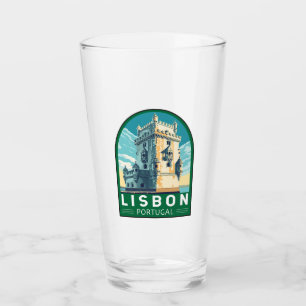 Copo De Pint Lisboa Portugal Belem Torre Viagem Retro Emblema