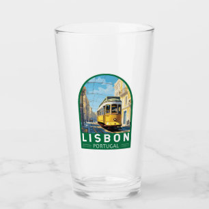Copo De Pint Lisboa Portugal Yellow Tram Viagem Art Vintage