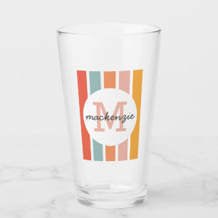 Copo De Pint Listras Coloridas Retro Personalizadas Monogramada