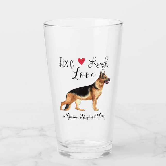 Copo De Pint Live Laugh Love a German shepherd (Frente)