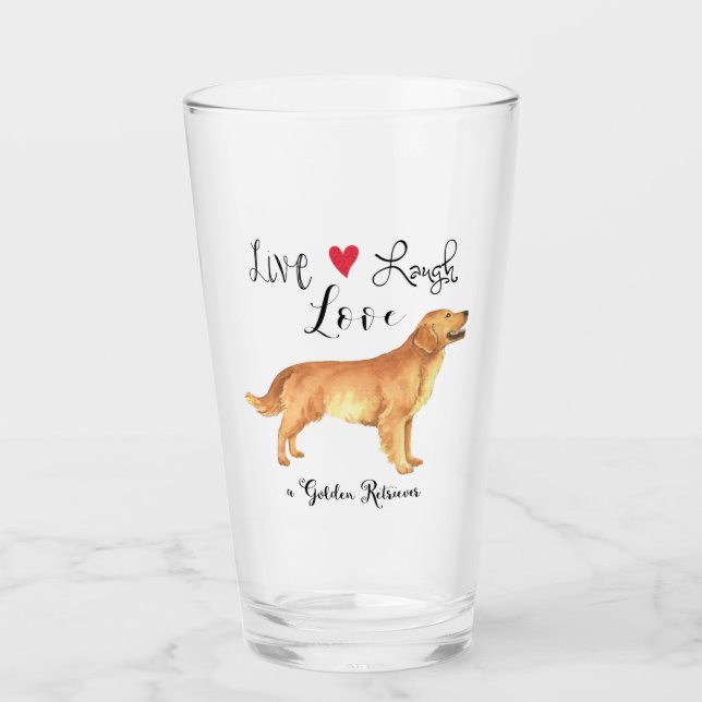 Copo De Pint Live Laugh Love a Ouro Retriever Glass (Frente)