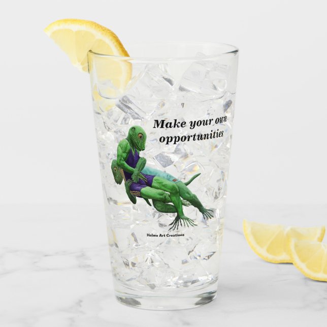 Copo De Pint Lizard Warrior Wrestling Fantasy Art Glass Tumbler (Gelo frontal)