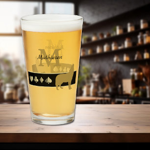 Copo De Pint Lobo Dourado da Silhuette Howling