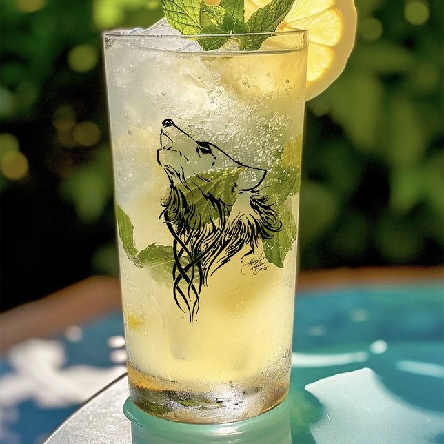 Copo De Pint Lobo Negro Tribal Howl (Criador carregado)