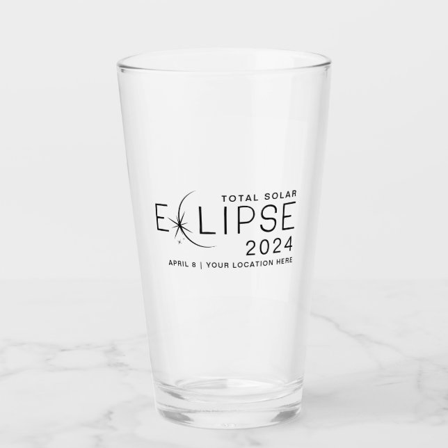 Copo De Pint Localização Personalizada do Eclipse Solar 2024 Co (Frente)