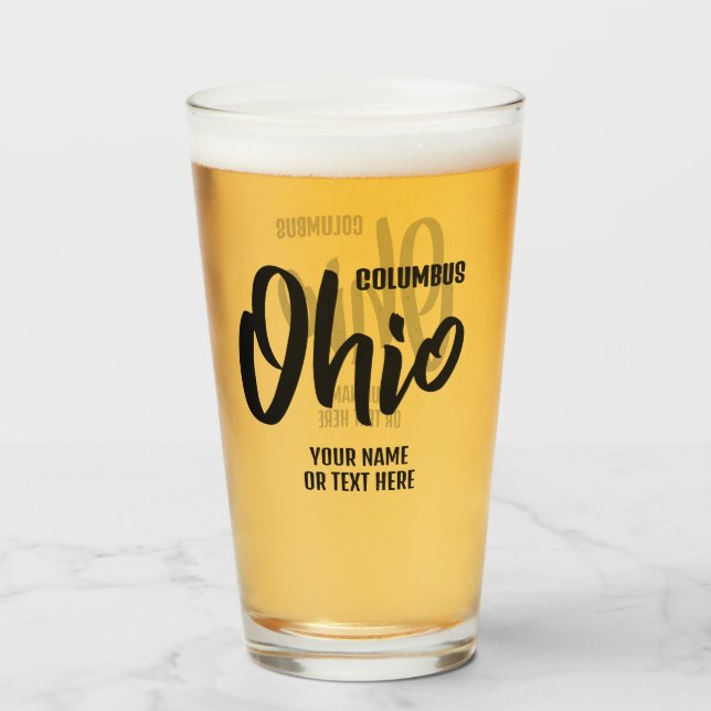 Copo De Pint Localização Personalizada & Texto Ohio (Traseira (Preenchido))