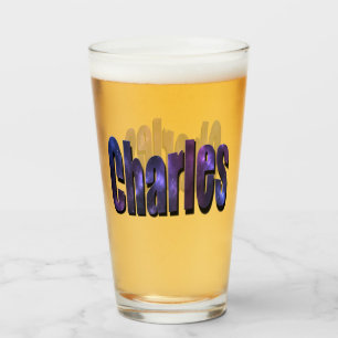 Copo De Pint Logotipo do nome Charles Nebula Azul