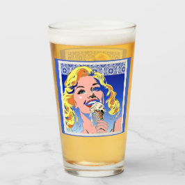 Copo De Pint Loira Comendo Sorvete Colorido Estilo Pop Art dos 