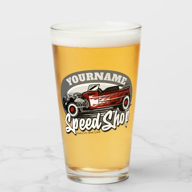 Copo De Pint Loja de velocidade personalizada Rockabilly Roadst (Frente (Preenchido))